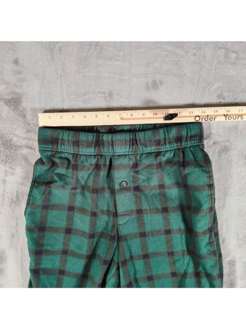 Royal Class Mens Green and Black Plaid Fleece Pajama Sleep Pants (Small) *Flaw* - Picture 8 of 11